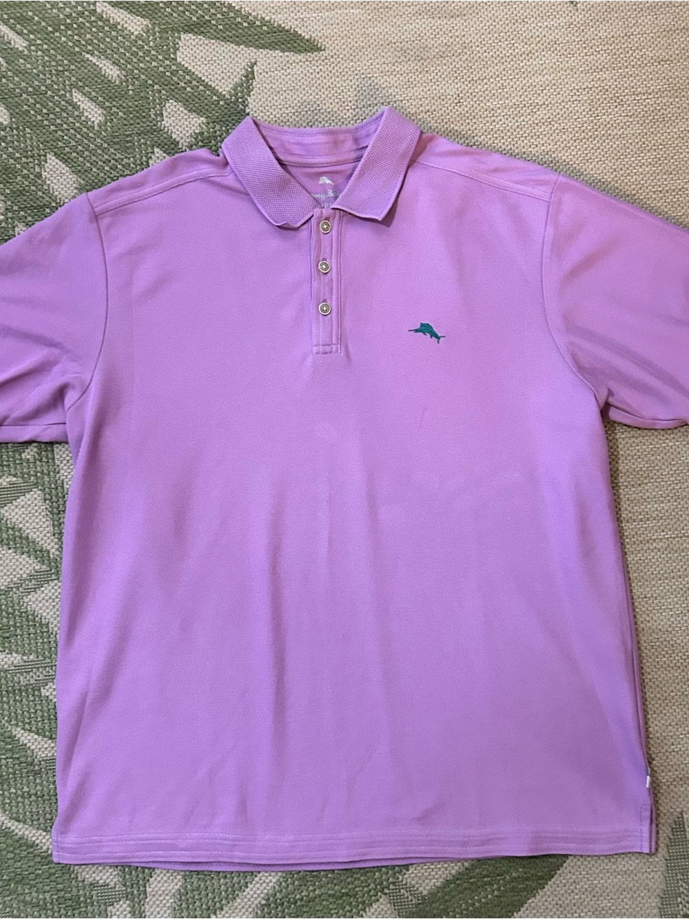 Tommy Bahama Lavender Polo with Teal Logo Size L